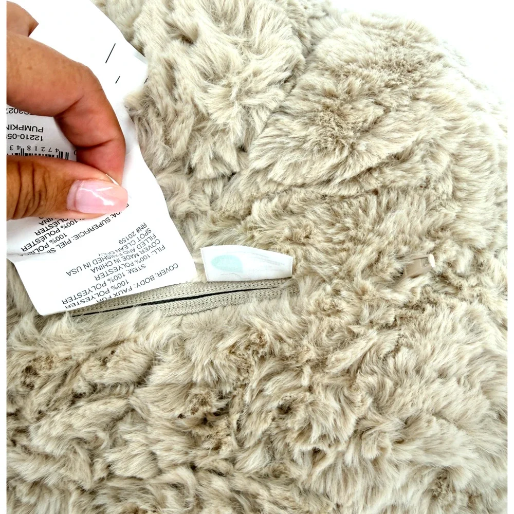 NWT VIRAL TIK TOK COSTCO FUZZY PLUSH PUMPKIN PILLOW TAN 12x14